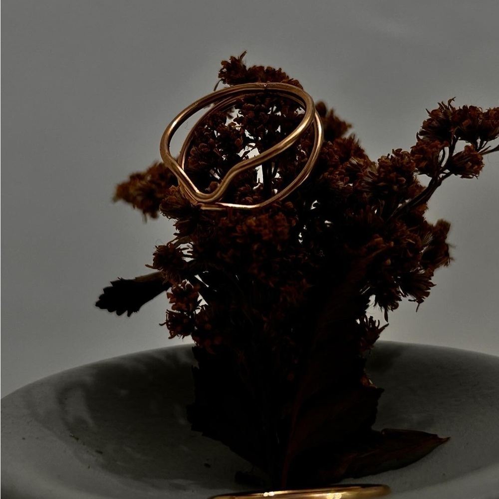 2 pcs ring set, stainless steel, one size